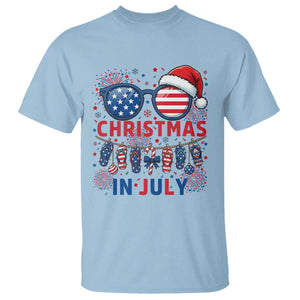 Patriotic USA Sunglasses Christmas In July Graphic T Shirt TS12 Light Blue Print Your Wear