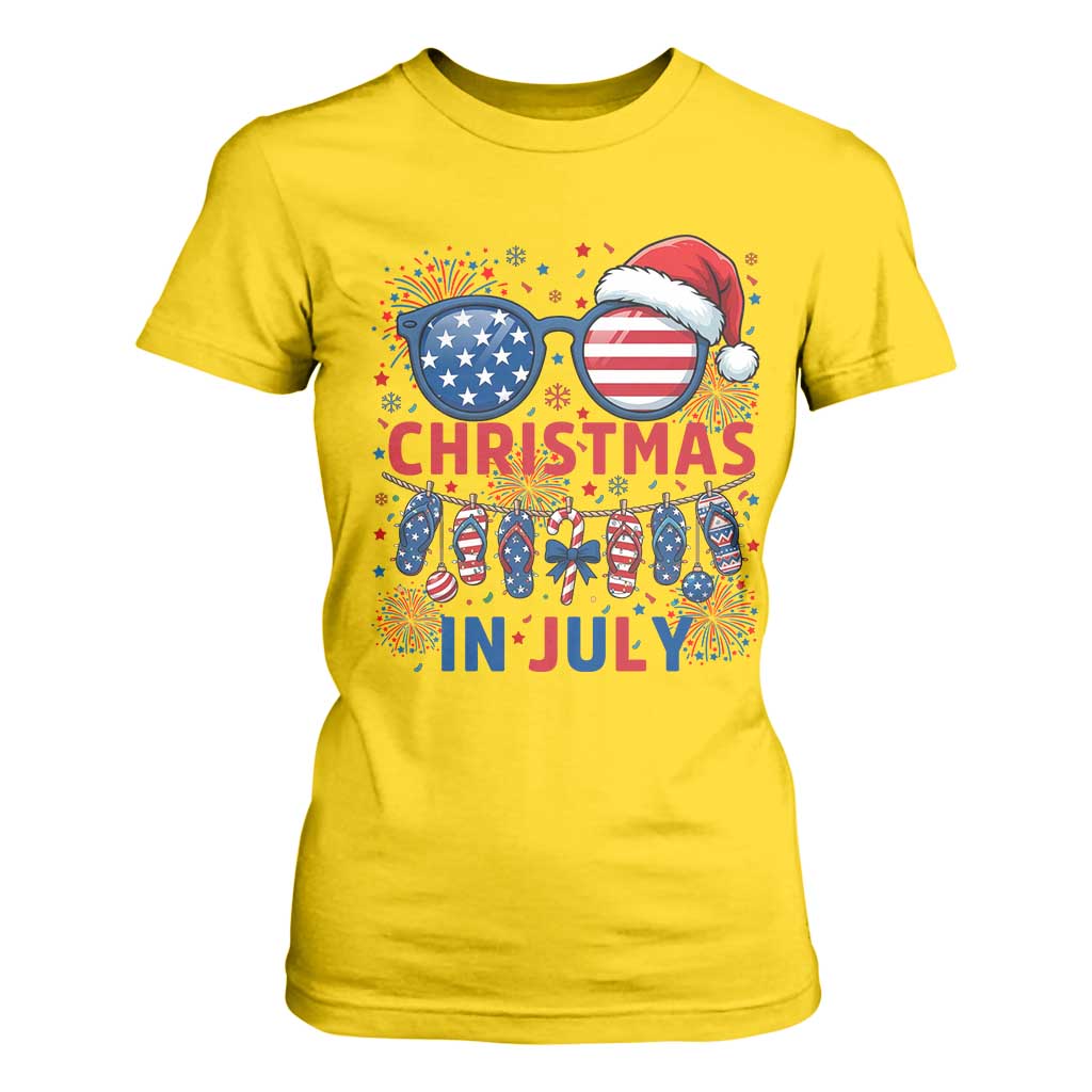Patriotic USA Sunglasses Christmas In July Graphic T Shirt For Women TS12 Daisy Print Your Wear