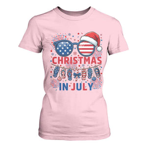 Patriotic USA Sunglasses Christmas In July Graphic T Shirt For Women TS12 Light Pink Print Your Wear