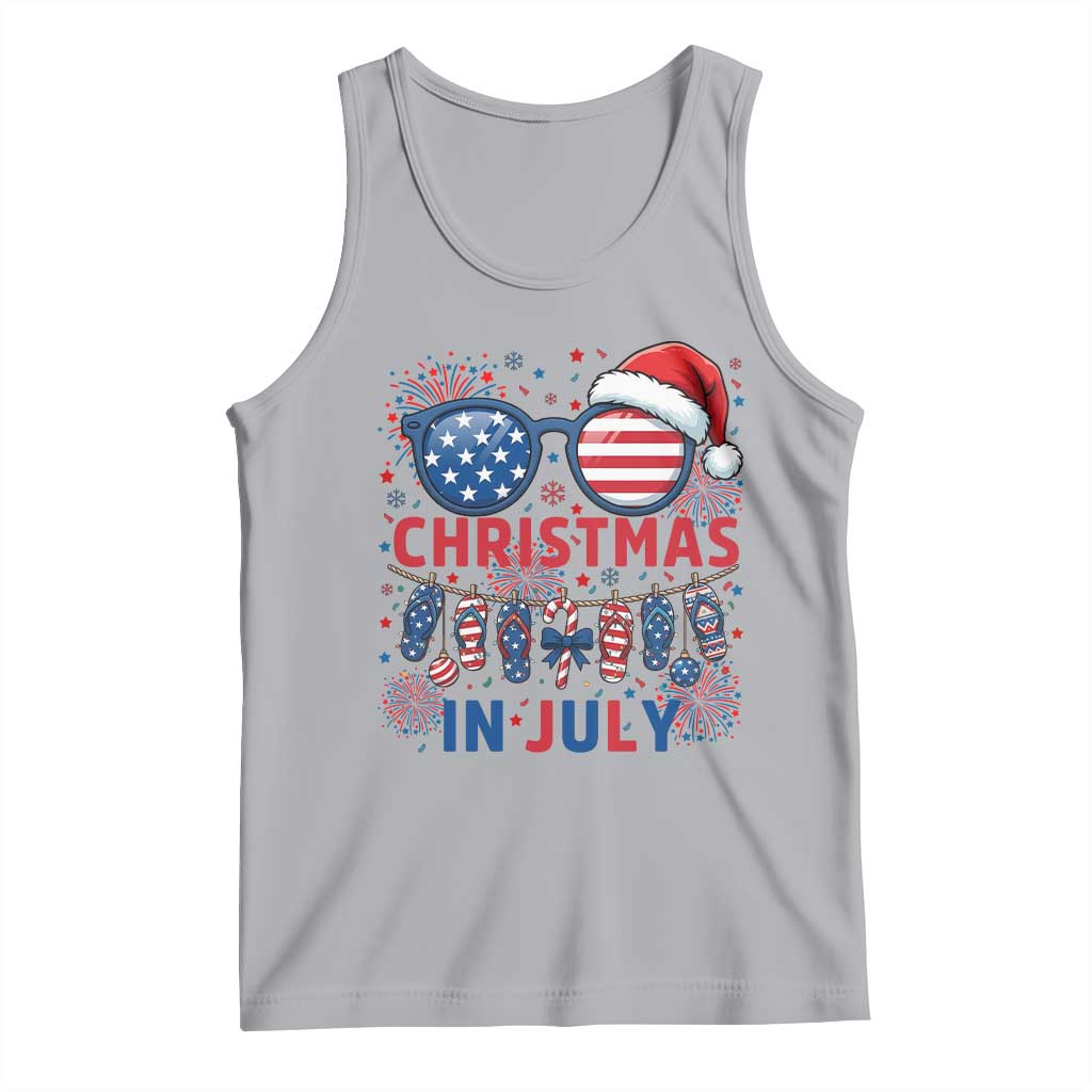 Patriotic USA Sunglasses Christmas In July Graphic Tank Top TS12 Athletic Heather Print Your Wear
