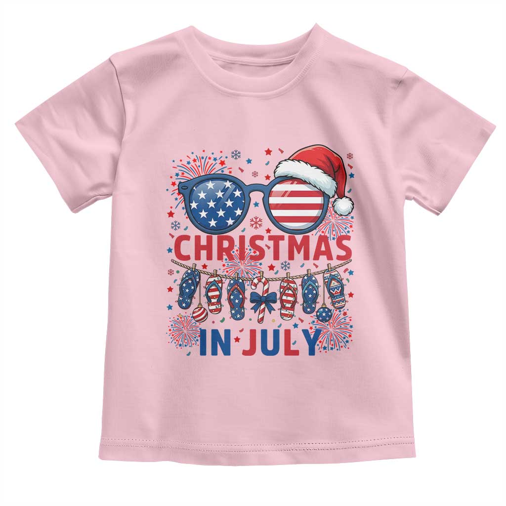 Patriotic USA Sunglasses Christmas In July Graphic Toddler T Shirt