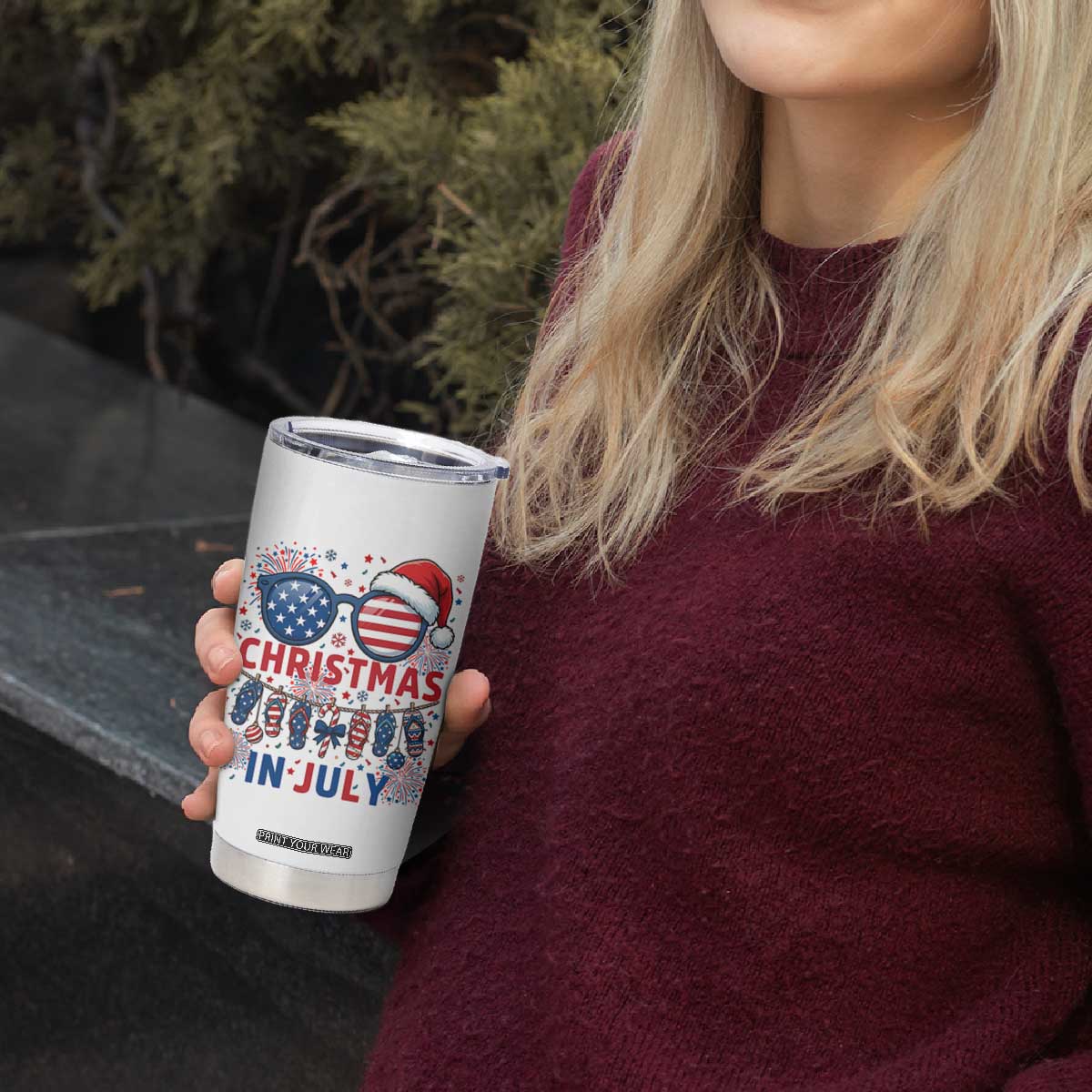 Patriotic USA Sunglasses Christmas In July Graphic Tumbler Cup TS12 Print Your Wear