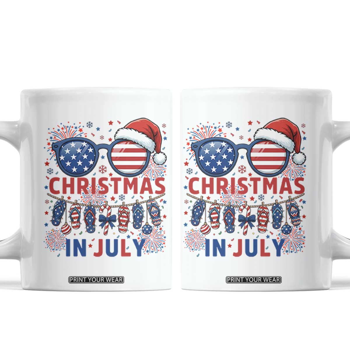 Patriotic USA Sunglasses Christmas In July Graphic Coffee Mug TS12 White Print Your Wear