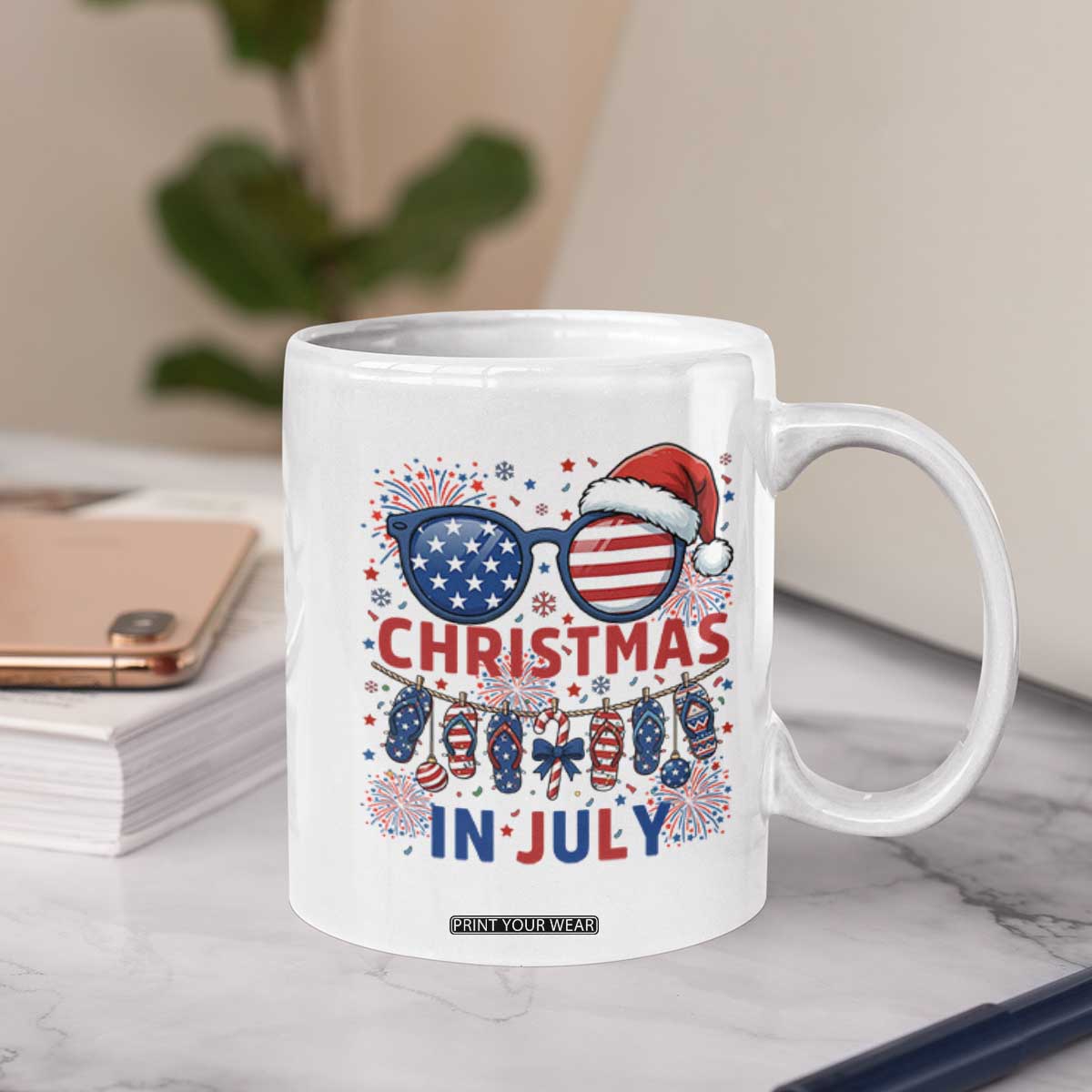 Patriotic USA Sunglasses Christmas In July Graphic Coffee Mug TS12 Print Your Wear