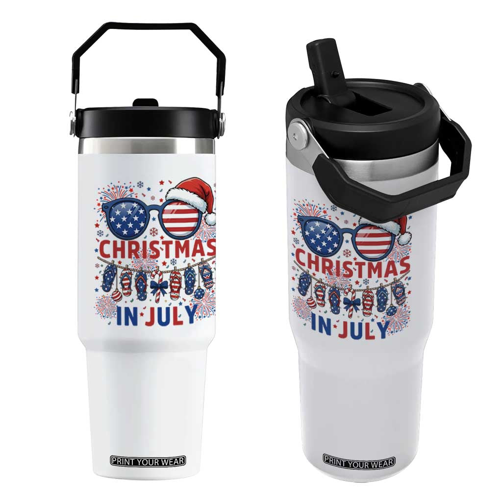 Patriotic USA Sunglasses Christmas In July Graphic Flip Straw Tumbler TS12 One Size: 30 oz White Print Your Wear
