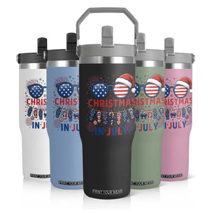 Patriotic USA Sunglasses Christmas In July Graphic Flip Straw Tumbler TS12 Print Your Wear