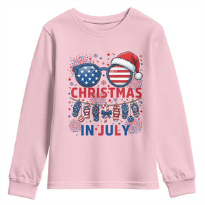 Patriotic USA Sunglasses Christmas In July Graphic Youth Sweatshirt TS12 Light Pink Print Your Wear
