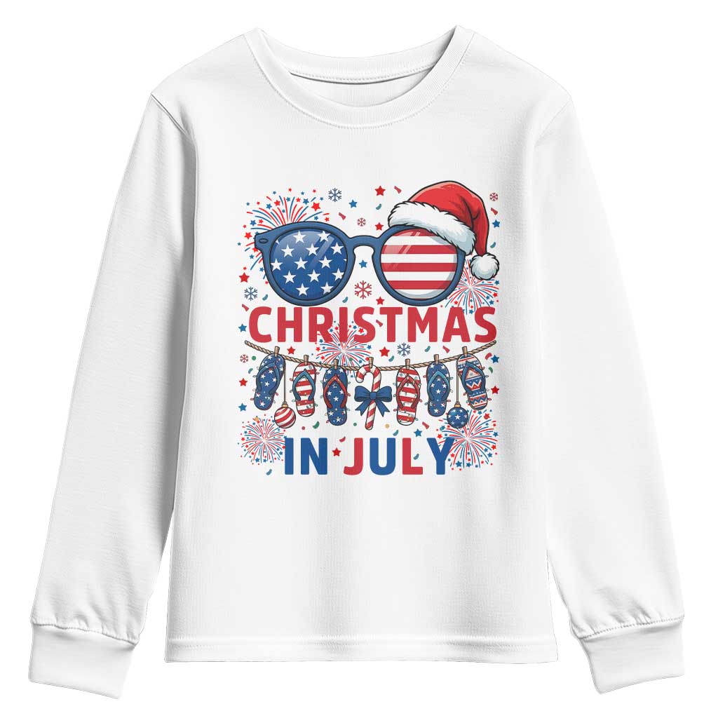 Patriotic USA Sunglasses Christmas In July Graphic Youth Sweatshirt TS12 White Print Your Wear