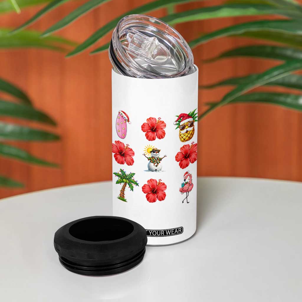 Christmas In July 4 in 1 Can Cooler Tumbler Tropical Summer Beach Party Graphic TS12 Print Your Wear