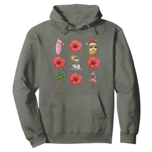 Christmas In July Hoodie Tropical Summer Beach Party Graphic TS12 Military Green Print Your Wear