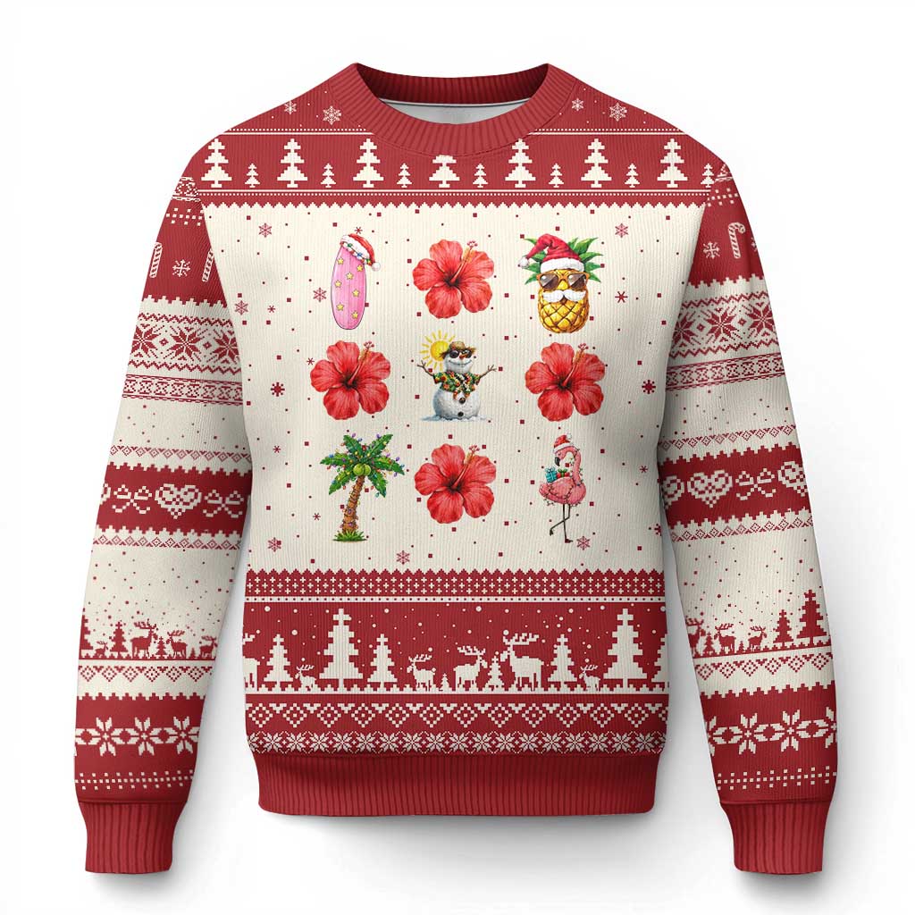 Christmas In July Ugly Christmas Sweater Tropical Summer Beach Party Graphic TS12 Beige Red Print Your Wear
