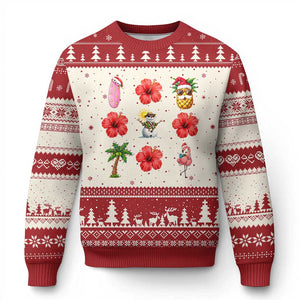 Christmas In July Ugly Christmas Sweater Tropical Summer Beach Party Graphic TS12 Beige Red Print Your Wear