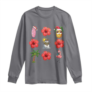 Christmas In July Long Sleeve Shirt Tropical Summer Beach Party Graphic TS12 Charcoal Print Your Wear