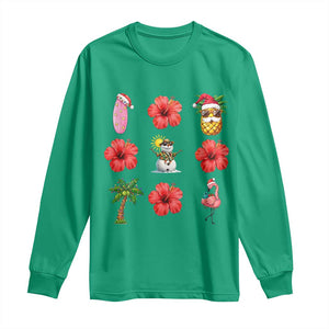 Christmas In July Long Sleeve Shirt Tropical Summer Beach Party Graphic TS12 Irish Green Print Your Wear