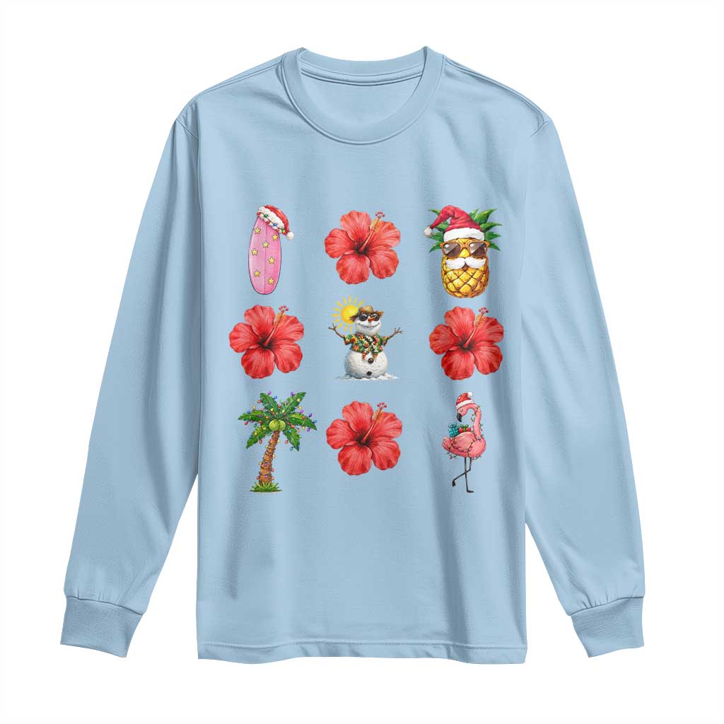 Christmas In July Long Sleeve Shirt Tropical Summer Beach Party Graphic TS12 Light Blue Print Your Wear