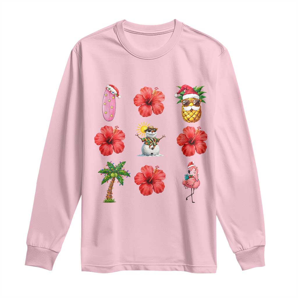 Christmas In July Long Sleeve Shirt Tropical Summer Beach Party Graphic TS12 Light Pink Print Your Wear