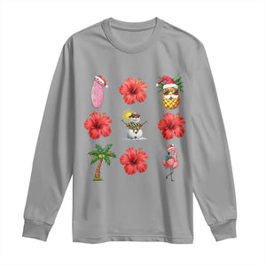 Christmas In July Long Sleeve Shirt Tropical Summer Beach Party Graphic TS12 Sport Gray Print Your Wear