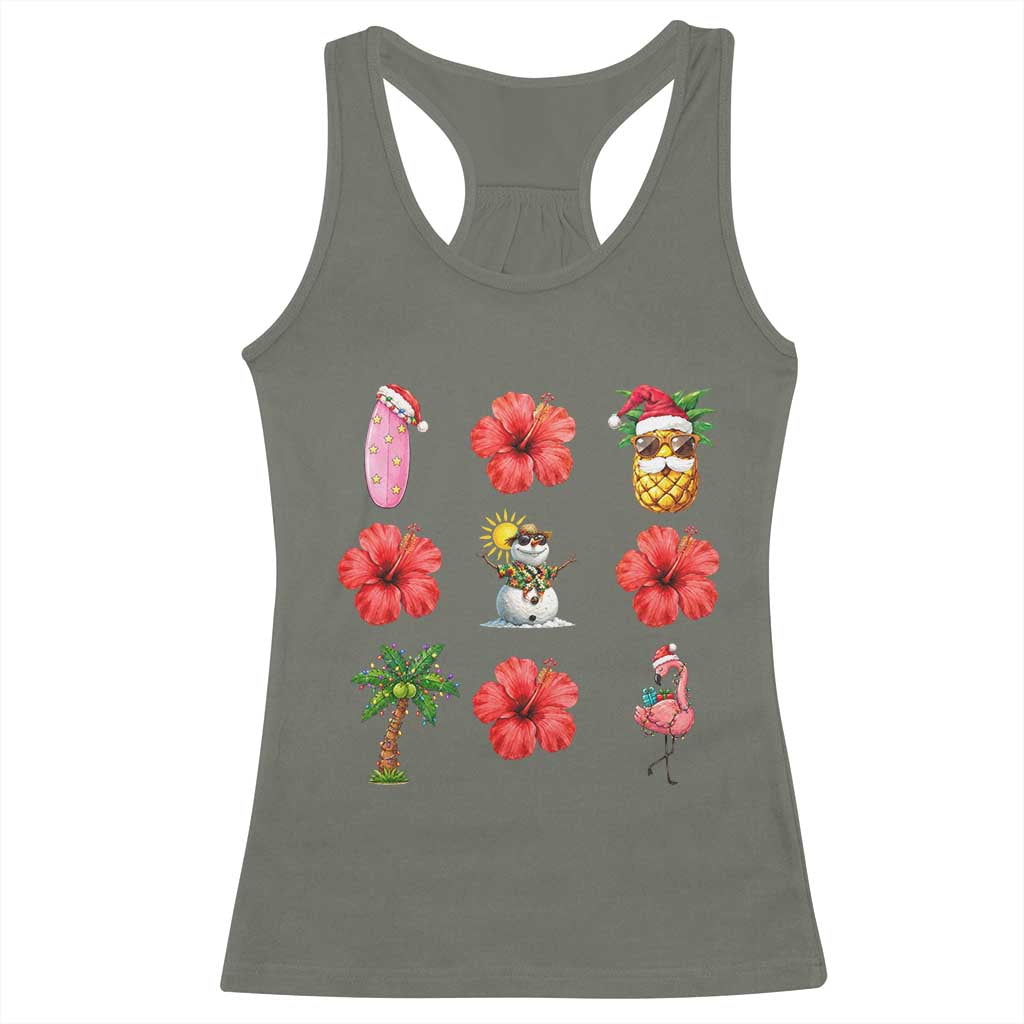 Christmas In July Racerback Tank Top Tropical Summer Beach Party Graphic TS12 Military Green Print Your Wear