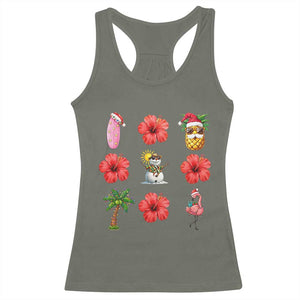 Christmas In July Racerback Tank Top Tropical Summer Beach Party Graphic TS12 Military Green Print Your Wear