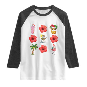 Christmas In July Raglan Shirt Tropical Summer Beach Party Graphic TS12 White Heather Charcoal Print Your Wear