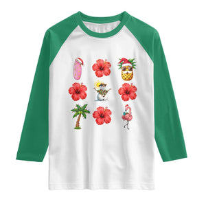Christmas In July Raglan Shirt Tropical Summer Beach Party Graphic TS12 White Kelly Green Print Your Wear