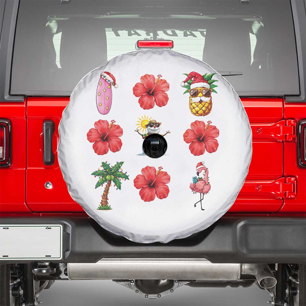 Christmas In July Spare Tire Cover Tropical Summer Beach Party Graphic TS12 White Print Your Wear