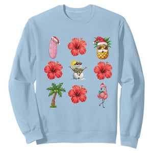 Christmas In July Sweatshirt Tropical Summer Beach Party Graphic TS12 Light Blue Print Your Wear