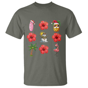 Christmas In July T Shirt Tropical Summer Beach Party Graphic TS12 Military Green Print Your Wear