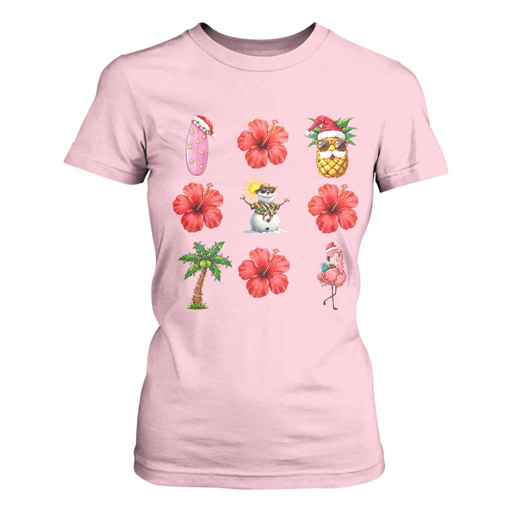 Christmas In July T Shirt For Women Tropical Summer Beach Party Graphic TS12 Light Pink Print Your Wear