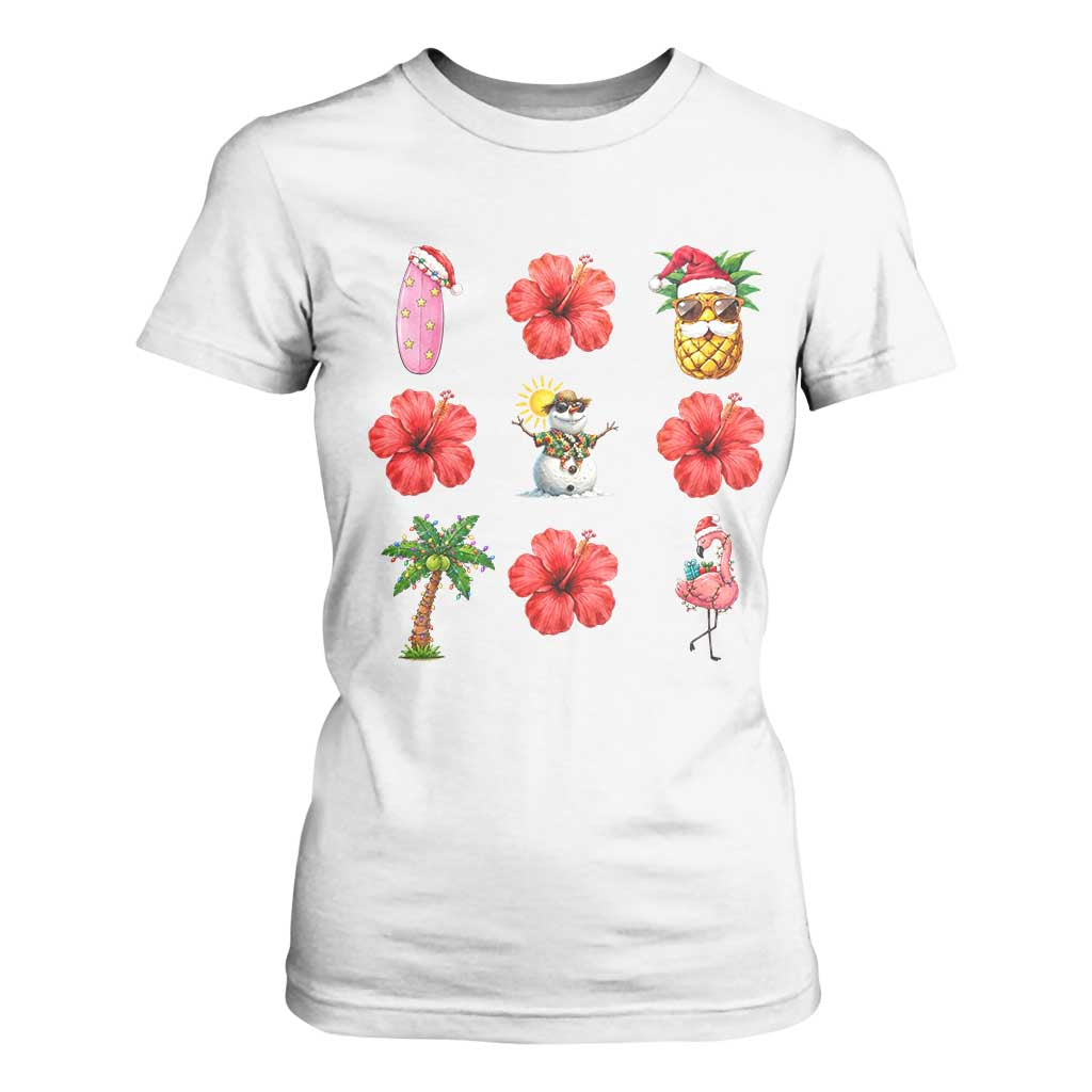 Christmas In July T Shirt For Women Tropical Summer Beach Party Graphic TS12 White Print Your Wear