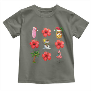 Christmas In July Toddler T Shirt Tropical Summer Beach Party Graphic TS12 Military Green Print Your Wear