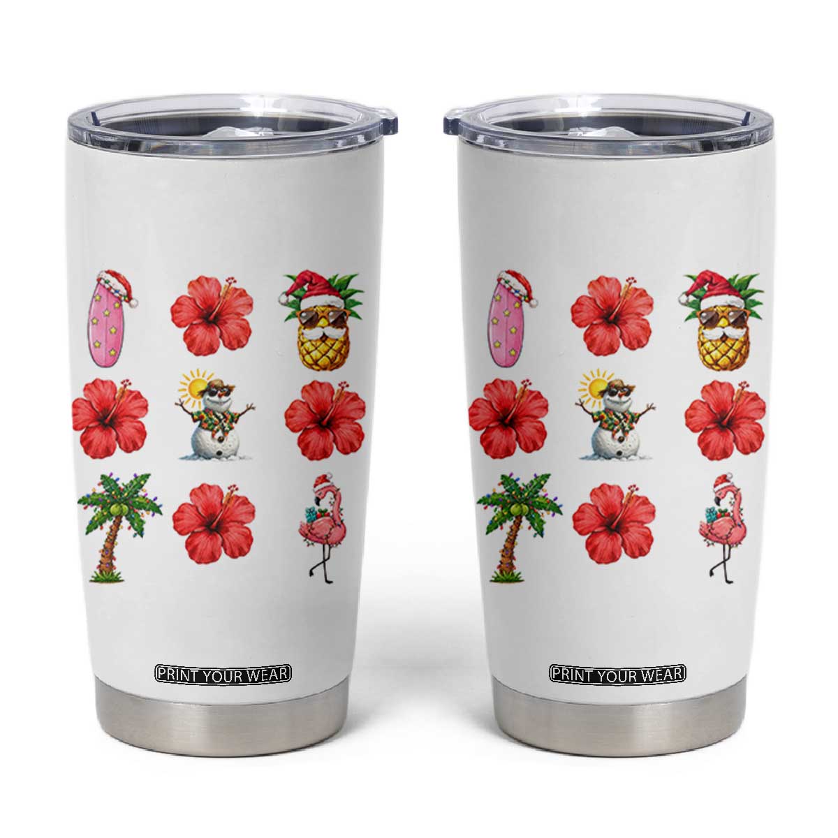 Christmas In July Tumbler Cup Tropical Summer Beach Party Graphic TS12 White Print Your Wear