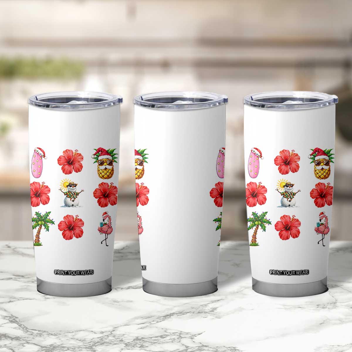 Christmas In July Tumbler Cup Tropical Summer Beach Party Graphic TS12 Print Your Wear
