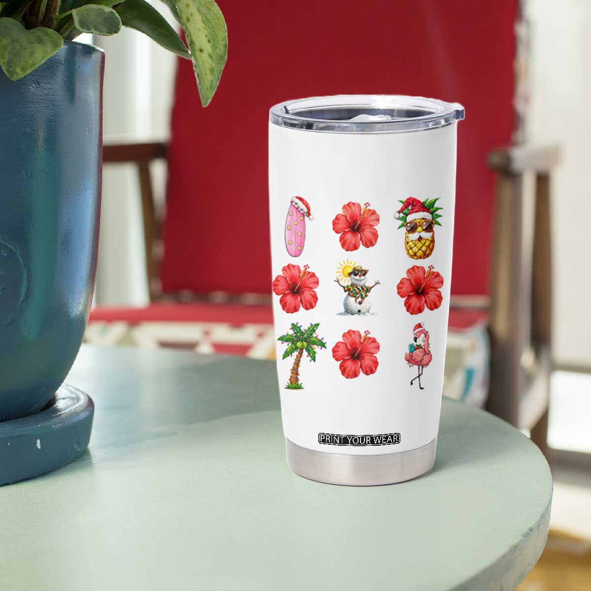 Christmas In July Tumbler Cup Tropical Summer Beach Party Graphic TS12 Print Your Wear