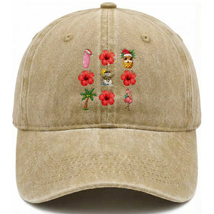 Christmas In July Washed Cotton Baseball Cap Tropical Summer Beach Party Graphic TS12 Print Your Wear
