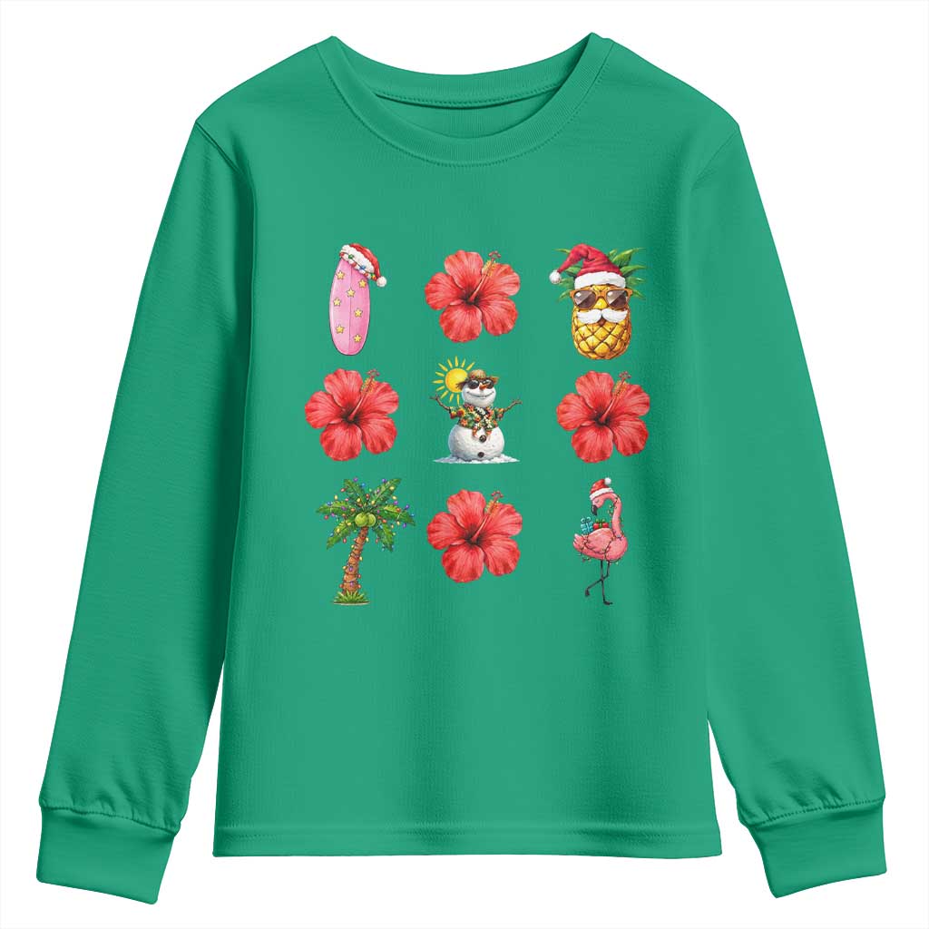 Christmas In July Youth Sweatshirt Tropical Summer Beach Party Graphic TS12 Irish Green Print Your Wear
