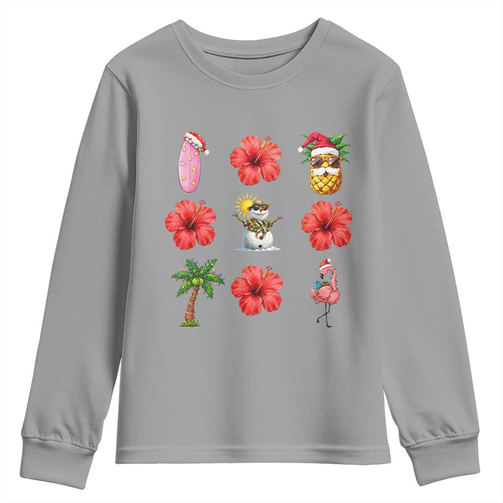 Christmas In July Youth Sweatshirt Tropical Summer Beach Party Graphic TS12 Sport Gray Print Your Wear