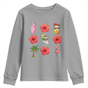 Christmas In July Youth Sweatshirt Tropical Summer Beach Party Graphic TS12 Sport Gray Print Your Wear