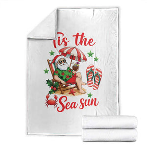 Funny Santa Christmas In July Graphic Throw Blanket Tis The Sea Sun TS12 White Print Your Wear
