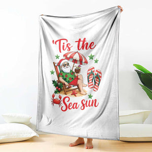 Funny Santa Christmas In July Graphic Throw Blanket Tis The Sea Sun TS12 Print Your Wear
