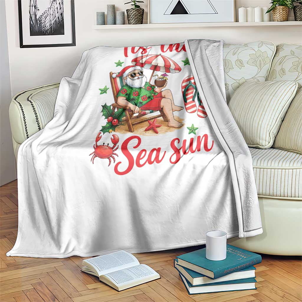 Funny Santa Christmas In July Graphic Throw Blanket Tis The Sea Sun TS12 Print Your Wear