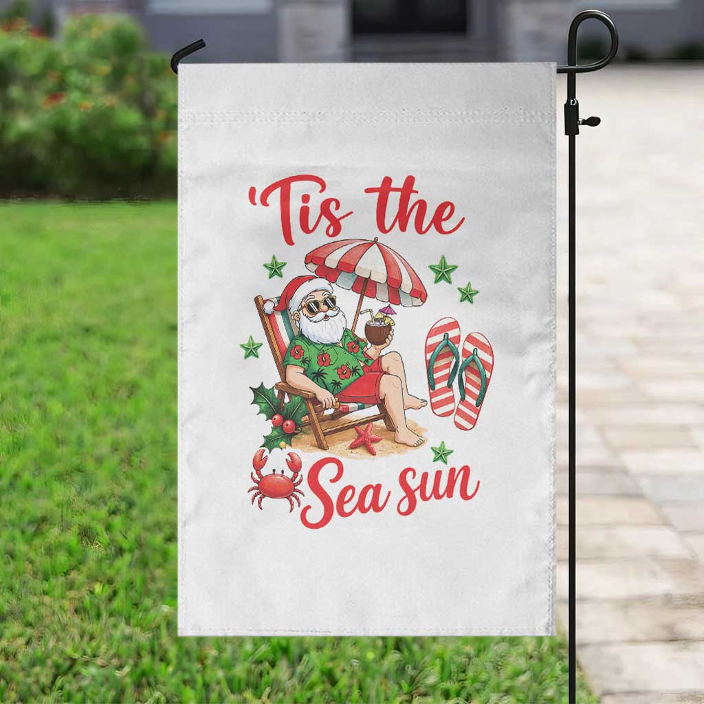 Funny Santa Christmas In July Graphic Garden Flag Tis The Sea Sun