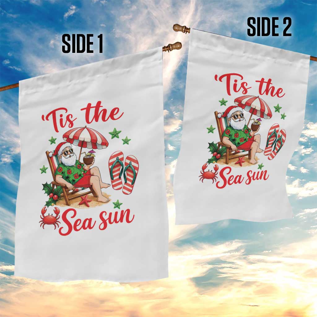 Funny Santa Christmas In July Graphic Garden Flag Tis The Sea Sun