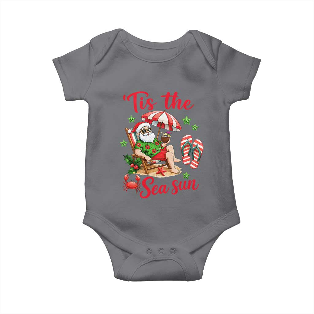 Funny Santa Christmas In July Graphic Baby Onesie Tis The Sea Sun TS12 Charcoal Print Your Wear