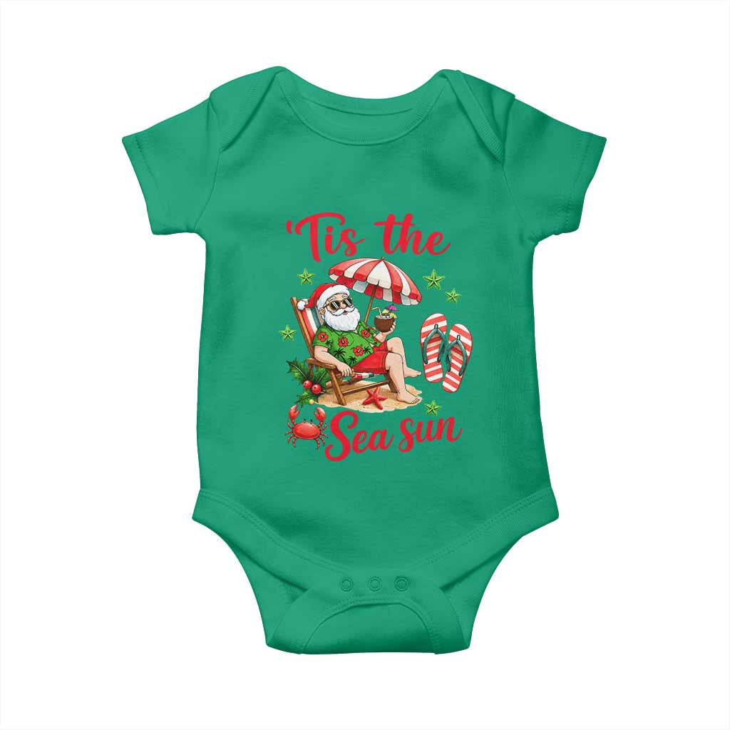 Funny Santa Christmas In July Graphic Baby Onesie Tis The Sea Sun TS12 Irish Green Print Your Wear