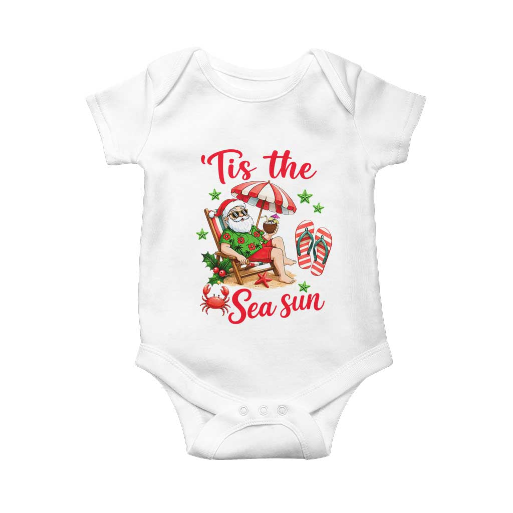 Funny Santa Christmas In July Graphic Baby Onesie Tis The Sea Sun TS12 White Print Your Wear