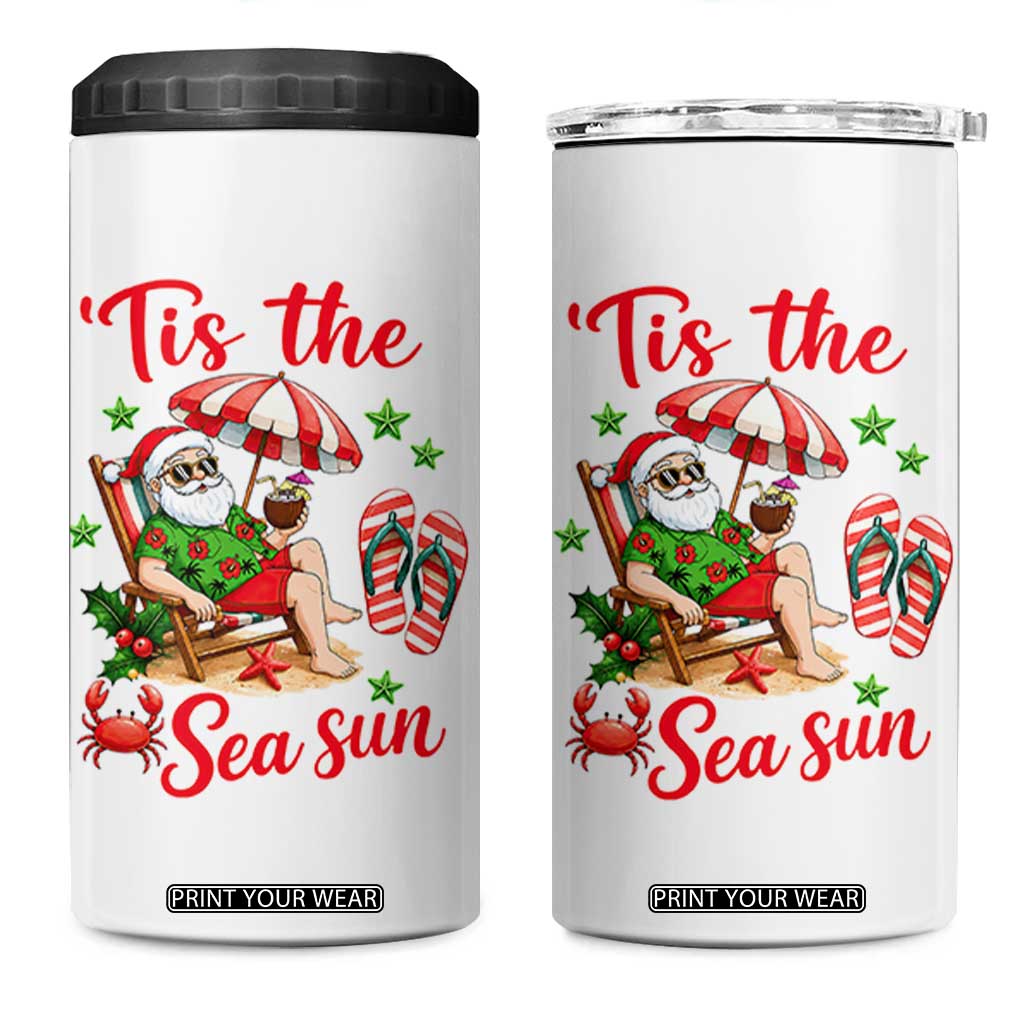 Funny Santa Christmas In July Graphic 4 in 1 Can Cooler Tumbler Tis The Sea Sun TS12 One Size: 16 oz White Print Your Wear