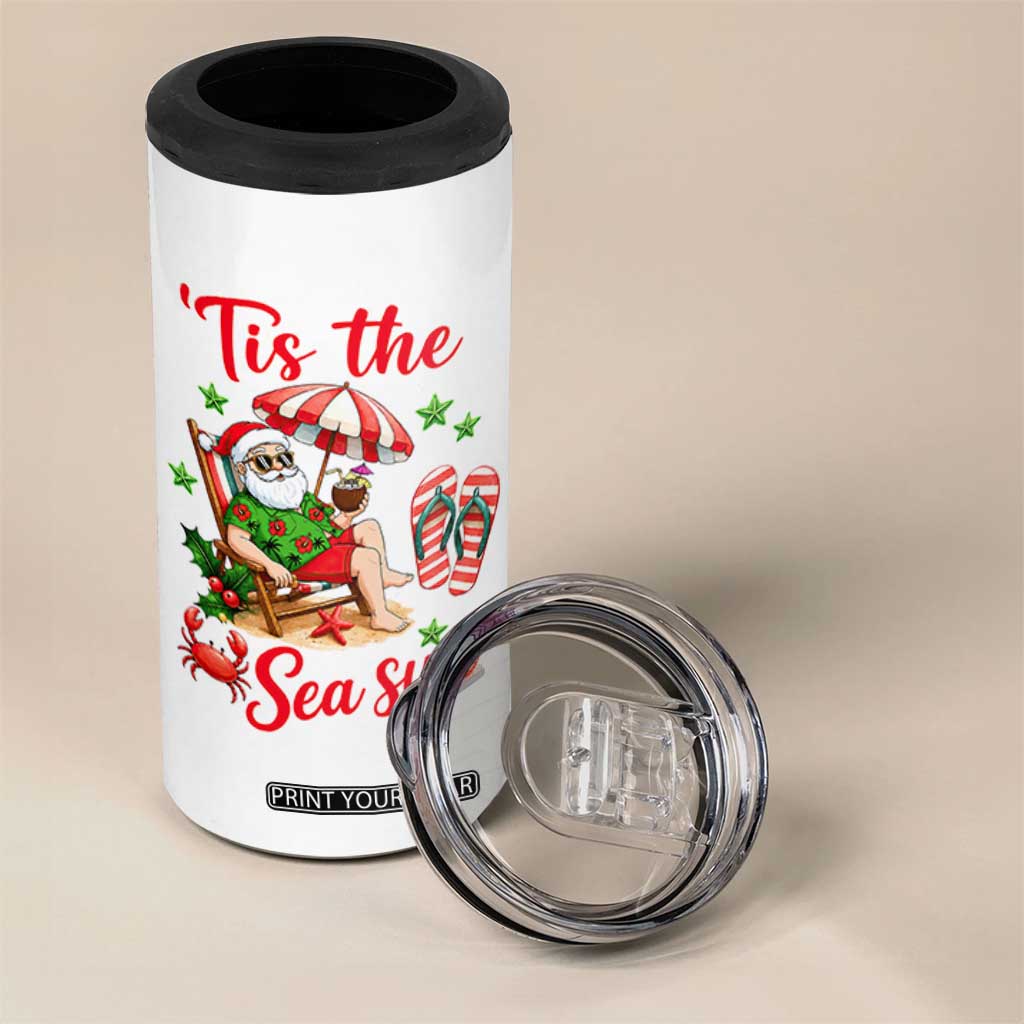 Funny Santa Christmas In July Graphic 4 in 1 Can Cooler Tumbler Tis The Sea Sun TS12 Print Your Wear