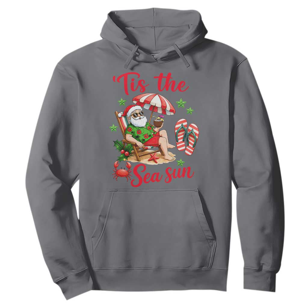 Funny Santa Christmas In July Graphic Hoodie Tis The Sea Sun TS12 Charcoal Print Your Wear