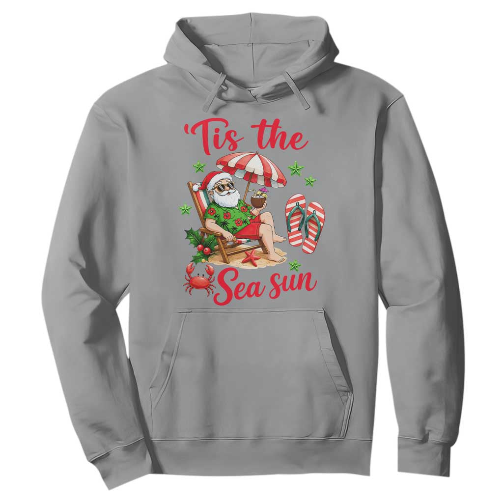 Funny Santa Christmas In July Graphic Hoodie Tis The Sea Sun TS12 Sport Gray Print Your Wear